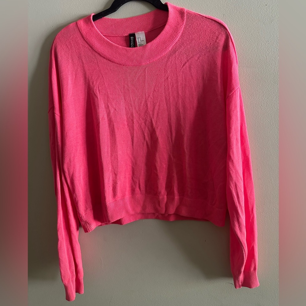 H&M Divided Pink Knit Crop Top Size M
